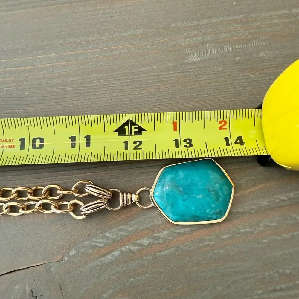 Studio Barse Gold Chain Necklace with Teal Green Stone Pendant